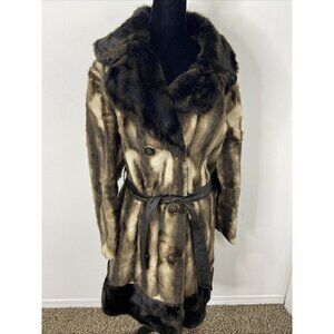 Vintage Sterling Stall Woman Faux Fox Fur Princess Pea Coat Mod Boho Woman L